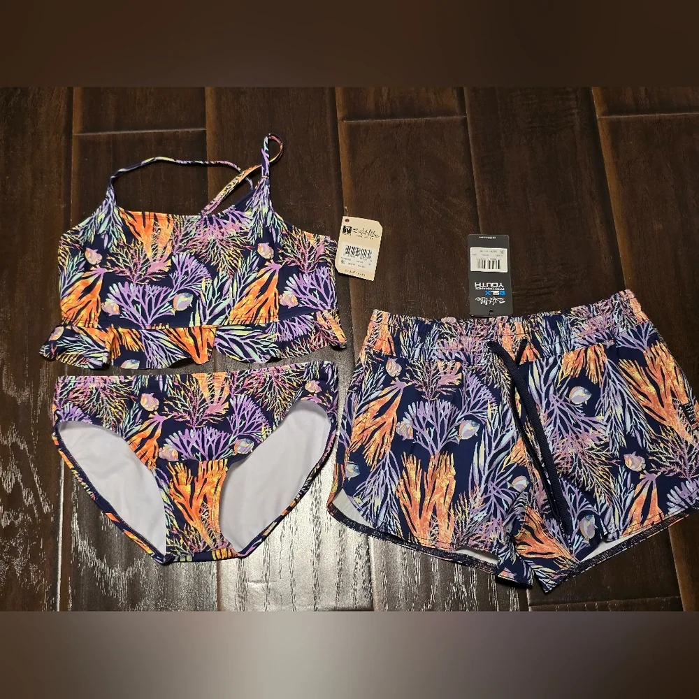 Girls SaltLife 2 piece bakini swimsuit and shorts 16 large brand new swim Salt